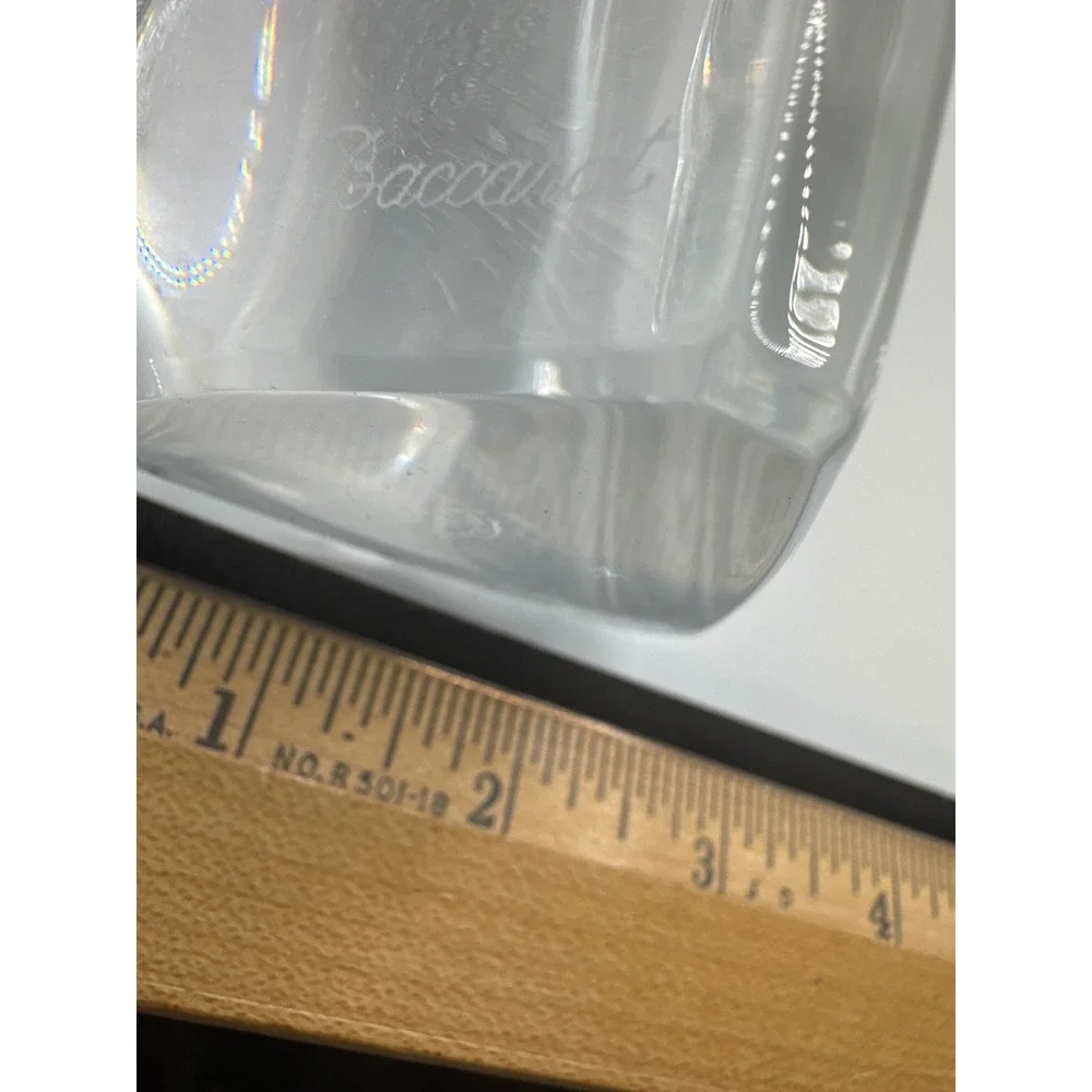 Baccarat France Crystal Asymmetrical Slanted Bud Vase Modernist Clear 8.75